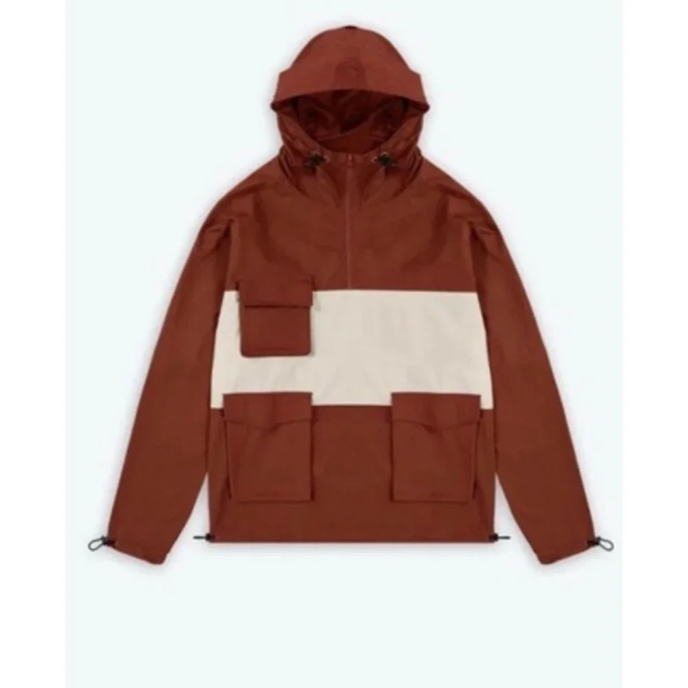NEW Richie Le Men's Stylish Rust and White Windbreaker Size Medium